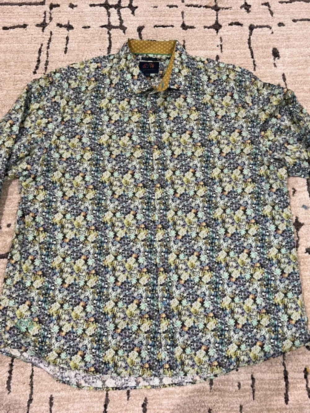 John Lennon Men's 2XL Floral Cotton Psychedelic Long Sleeve Button Down Shirt - Picture 4 of 12